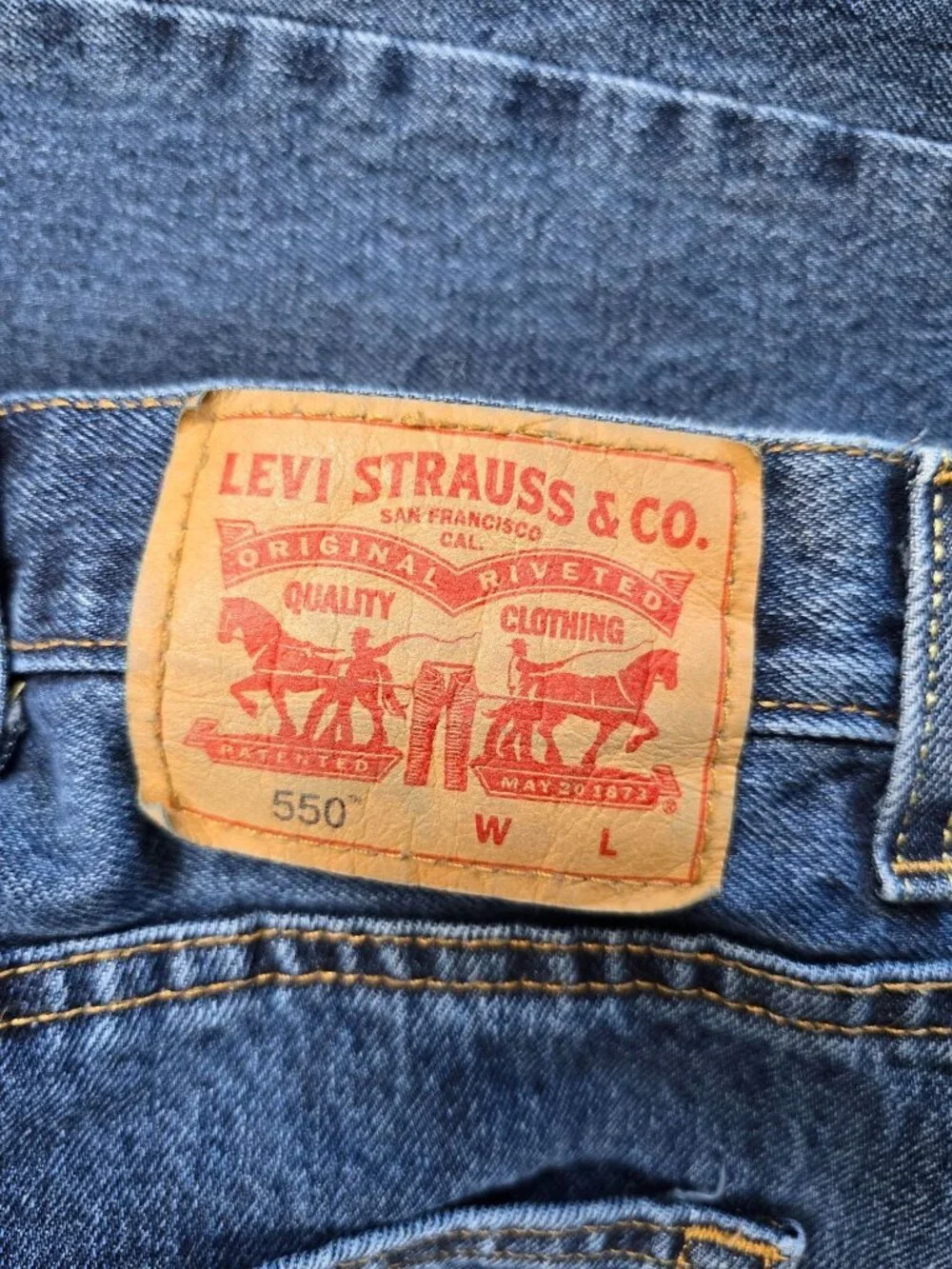 Levis Mens 550 Relaxed Fit Jeans W44 L34 100% Cotton Blue Denim